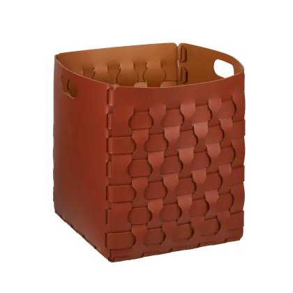Zdjęcie Wyjątkowy kosz Dubai 35x35xH40 cm z bordowej skóry