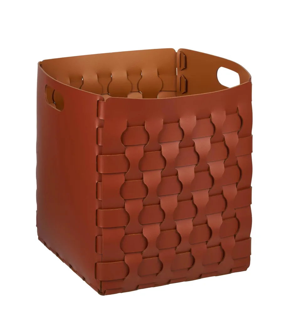 obrazek 1 Wyjątkowy kosz Dubai 35x35xH40 cm z bordowej skóry