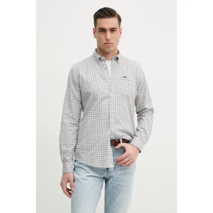 Zdjęcie Barbour koszula bawełniana Banner Tailored Shirt męska kolor szary slim z kołnierzykiem button-down MSH5435