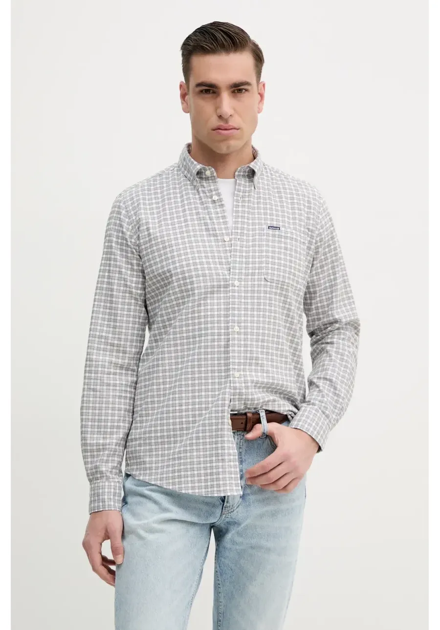 obrazek 1 Barbour koszula bawełniana Banner Tailored Shirt męska kolor szary slim z kołnierzykiem button-down MSH5435