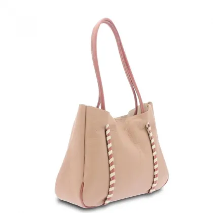 Zdjęcie Jasnoróżowa włoska torebka ze skóry - Giudi