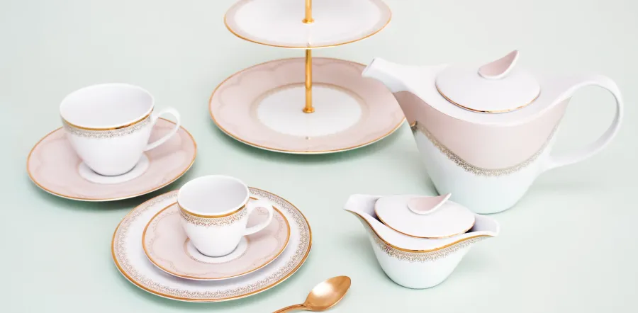 obrazek 2 Elegancki porcelanowy komplet zastawy stołowej dla 12 osób - Porcel