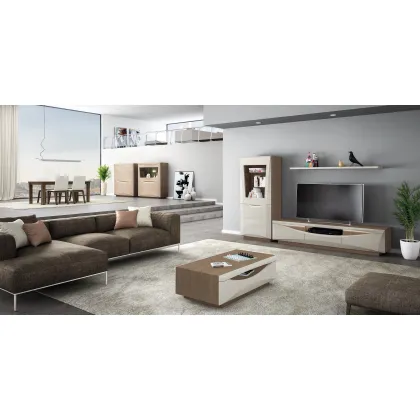 Zdjęcie Minimalistyczny, nowoczesny zestaw mebli do salonu ( stolik kawowy, kolumna, stolik TV) - Epoca