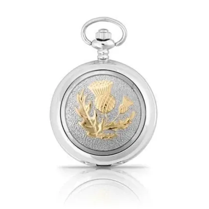 Zdjęcie Dwukolorowy kwarcowy zegarek kieszonkowy ze szkockim ostem – stylowy prezent