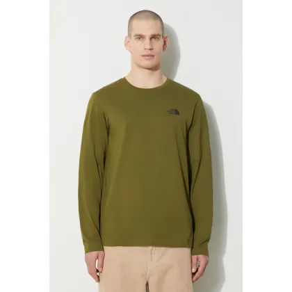 Zdjęcie The North Face longsleeve M L/S Simple Dome Tee męski kolor zielony z nadrukiem NF0A87QNPIB1