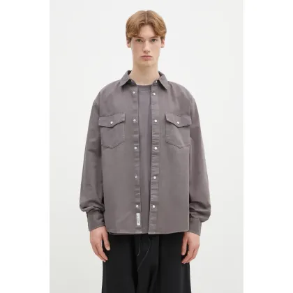 Zdjęcie Carhartt WIP koszula bawełniana Longsleeve Santa Fe Shirt męska kolor szary relaxed z kołnierzykiem klasycznym I034384.2LQGD