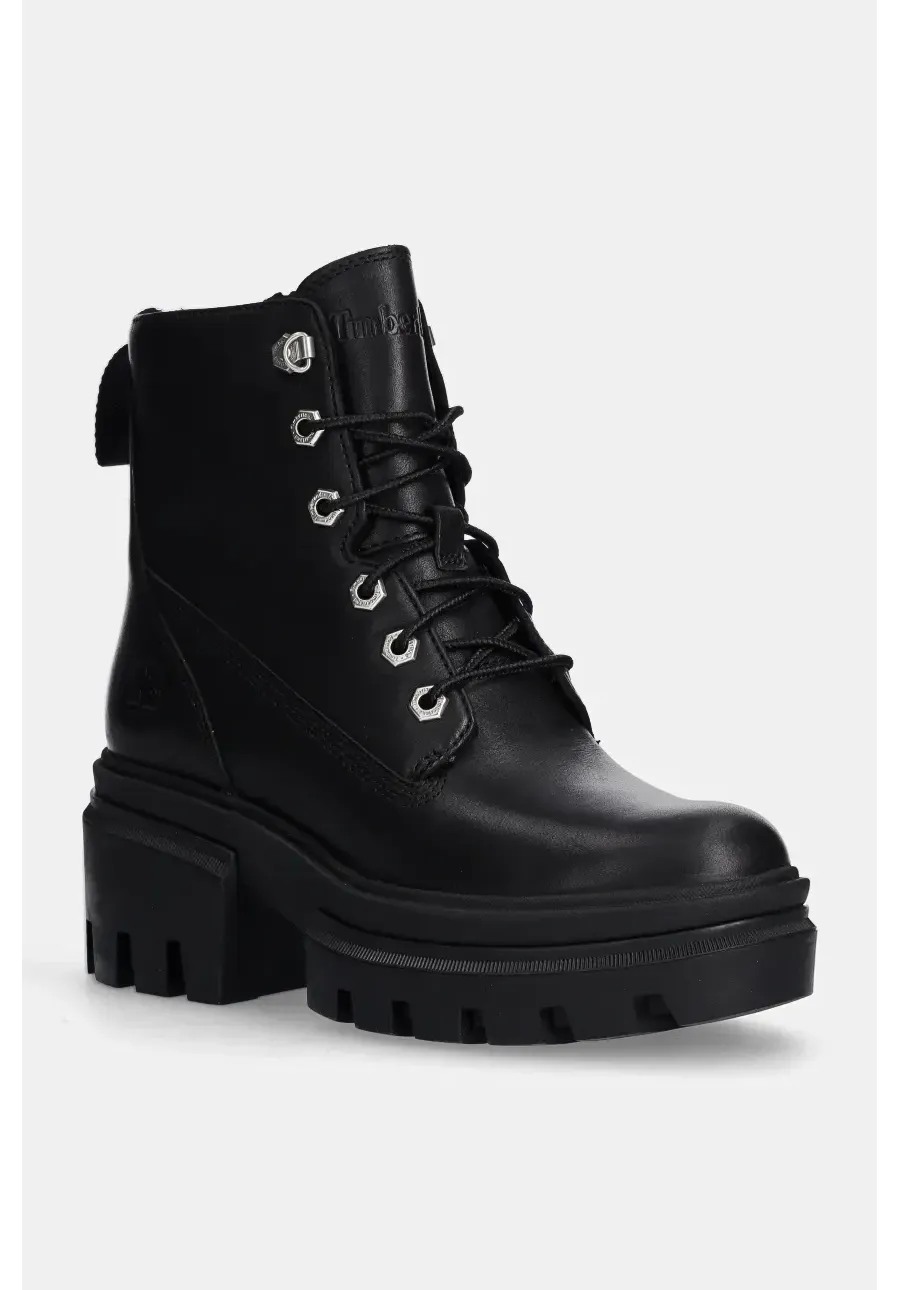 obrazek 1 Timberland workery skórzane Everleigh damskie kolor czarny na płaskim obcasie TB0A41S70151