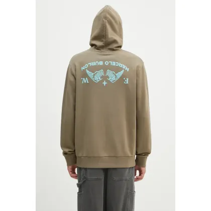 Zdjęcie Marcelo Burlon bluza bawełniana Vintage Logo męska kolor zielony z kapturem z nadrukiem CMBB007F24FLE0056E4D