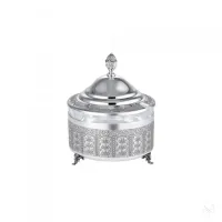 Picture Silver honey pot with unique decoration – Zaramella Argenti