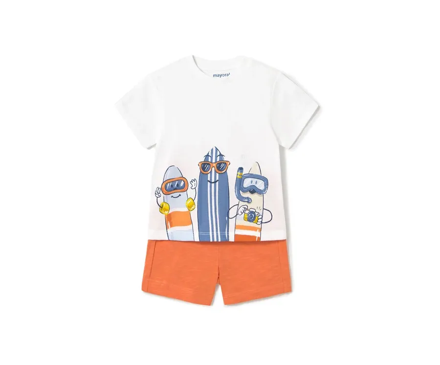 obrazek 1 Mayoral Komplet t-shirt i spodenki 1656 Pomarańczowy Regular Fit