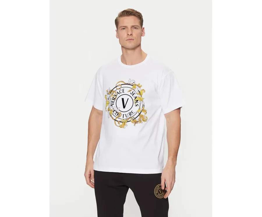 obrazek 1 Versace Jeans Couture T-Shirt 78GAHC01 Biały Regular Fit