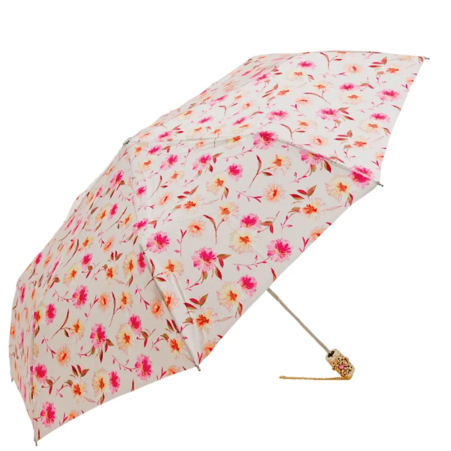 obrazek 5 Elegancki parasol damski zdobiony subtelnym kwiatowym motywem z rączką wysadzaną klejnotami - Pasotti