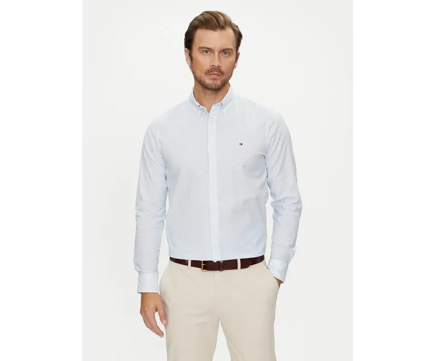 obrazek 1 Tommy Hilfiger Koszula Micro Foulard MW0MW35813 Błękitny Slim Fit