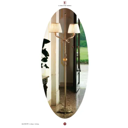 Zdjęcie Lampa podłogowa z dwoma światłami z kulą i dwoma białymi stożkowymi kloszami – Il Paralume Marina