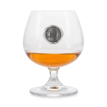 Zdjęcie Spersonalizowany kieliszek do brandy z monogramem z liczbą urodzin – prezent na 30 urodziny