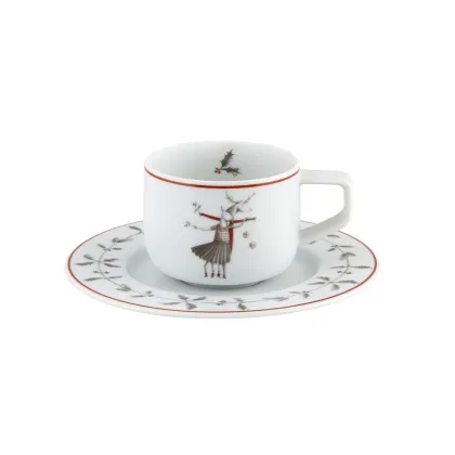 Picture Nöel porcelain coffee cup and saucer with unique Christmas decoration - 6 pieces - Vista Alegre
