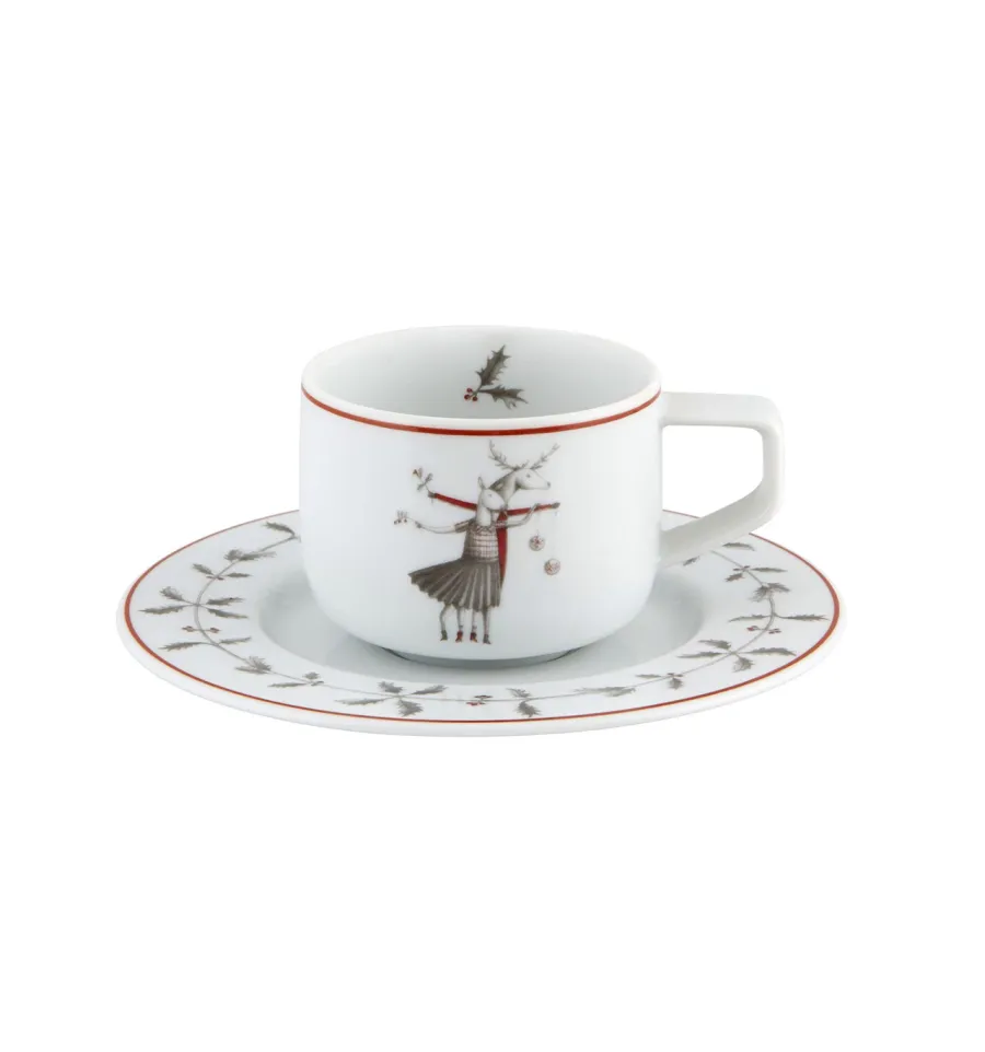 obrazek 1 Porcelanowa filiżanka do kawy ze spodkiem Nöel z unikatowym świątecznym zdobieniem - Vista Alegre