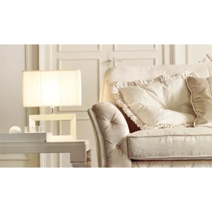 Picture Table lamp with a horizontal, linear shape, ivory pleated shade - Avenanti