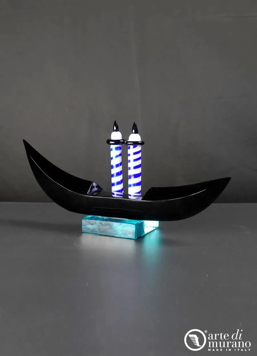 obrazek 1 Designerska rzeźba gondola z oryginalnego szkła Murano