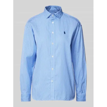 Zdjęcie Bluzka koszulowa o kroju relaxed fit z wyhaftowanym logo