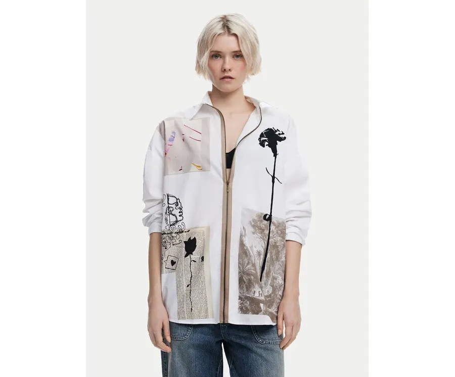 obrazek 1 Desigual Koszula Recortes 25SWCW23 Biały Relaxed Fit