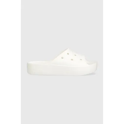 Zdjęcie Crocs klapki Classic Platform Slide damskie kolor biały na platformie 208180