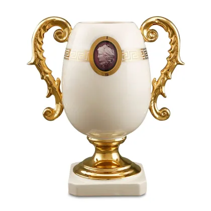 Picture Ceramic vase with two handles and a cameo pattern - Ahura
