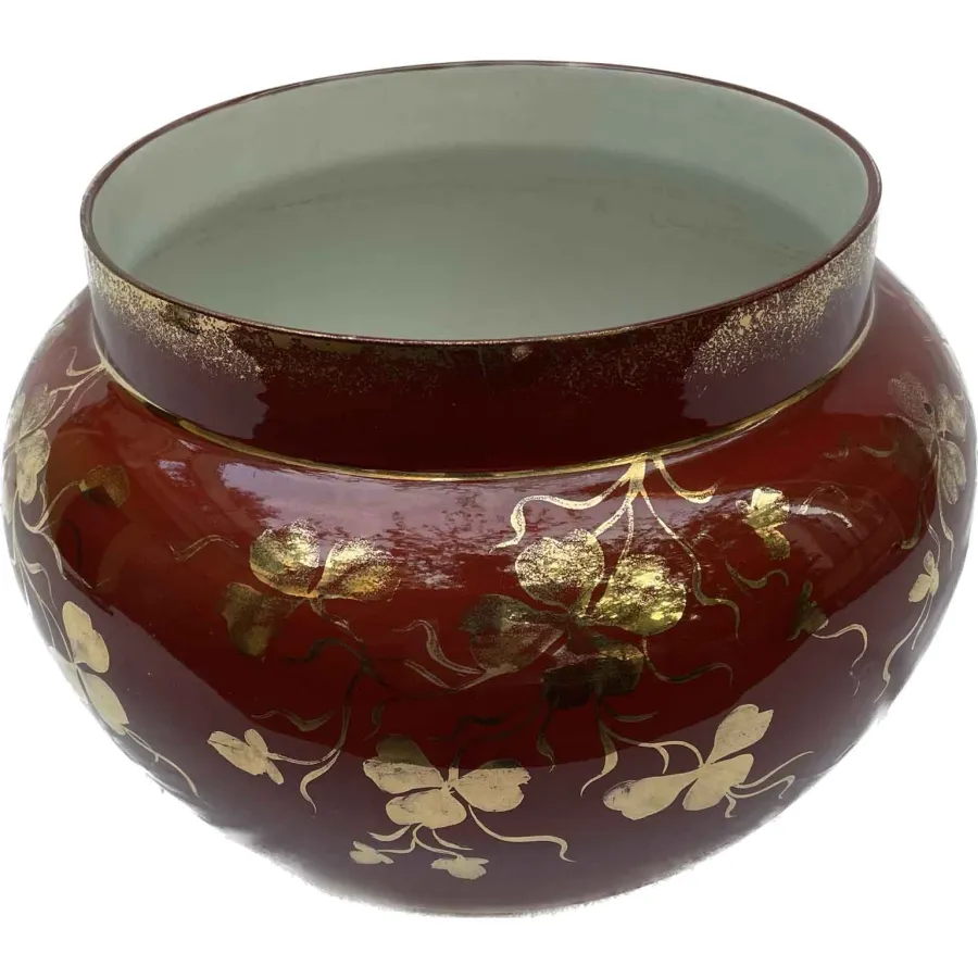obrazek 3 Gustowny ceramiczny czerwono-złoty wazon z XX wieku