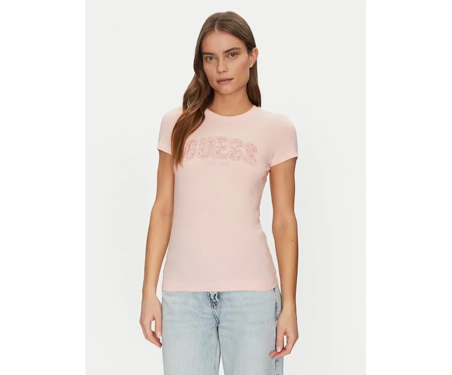 obrazek 1 Guess T-Shirt W5GI04 J1314 Różowy Slim Fit