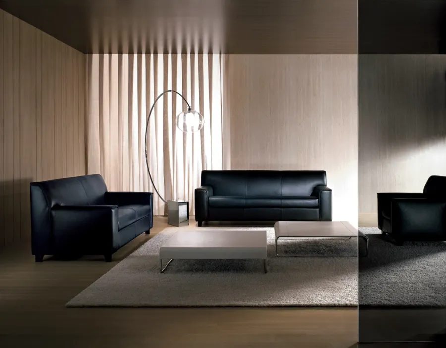obrazek 2 Luksusowa skórzana sofa w czarnym kolorze