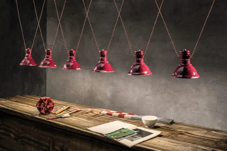 obrazek 6 Prestiżowa włoska lampa wisząca z trzema światłami w stylu retro