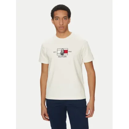 Zdjęcie Tommy Hilfiger T-Shirt Sailing MW0MW38628 Écru Regular Fit
