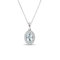 Zdjęcie Wisiorek z białego złota z akwamarynem i diamentami KLENOTA