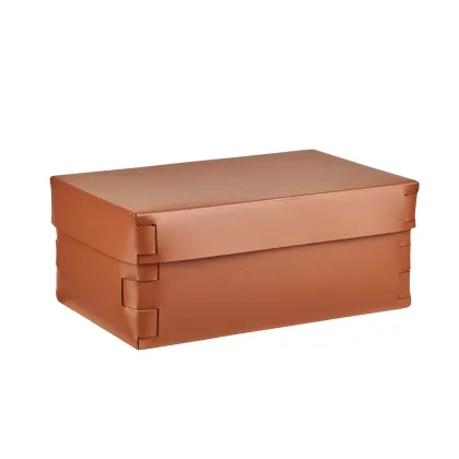 Zdjęcie Skórzane pudełko Snob do przechowywania 32x20xH13,5 cm w kolorze koniakowym