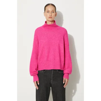 Zdjęcie Samsoe Samsoe sweter wełniany NOLA kolor różowy z półgolfem F18322002