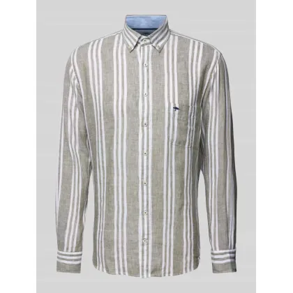 Zdjęcie Koszula lniana o kroju Slim Fit z wzorem w paski