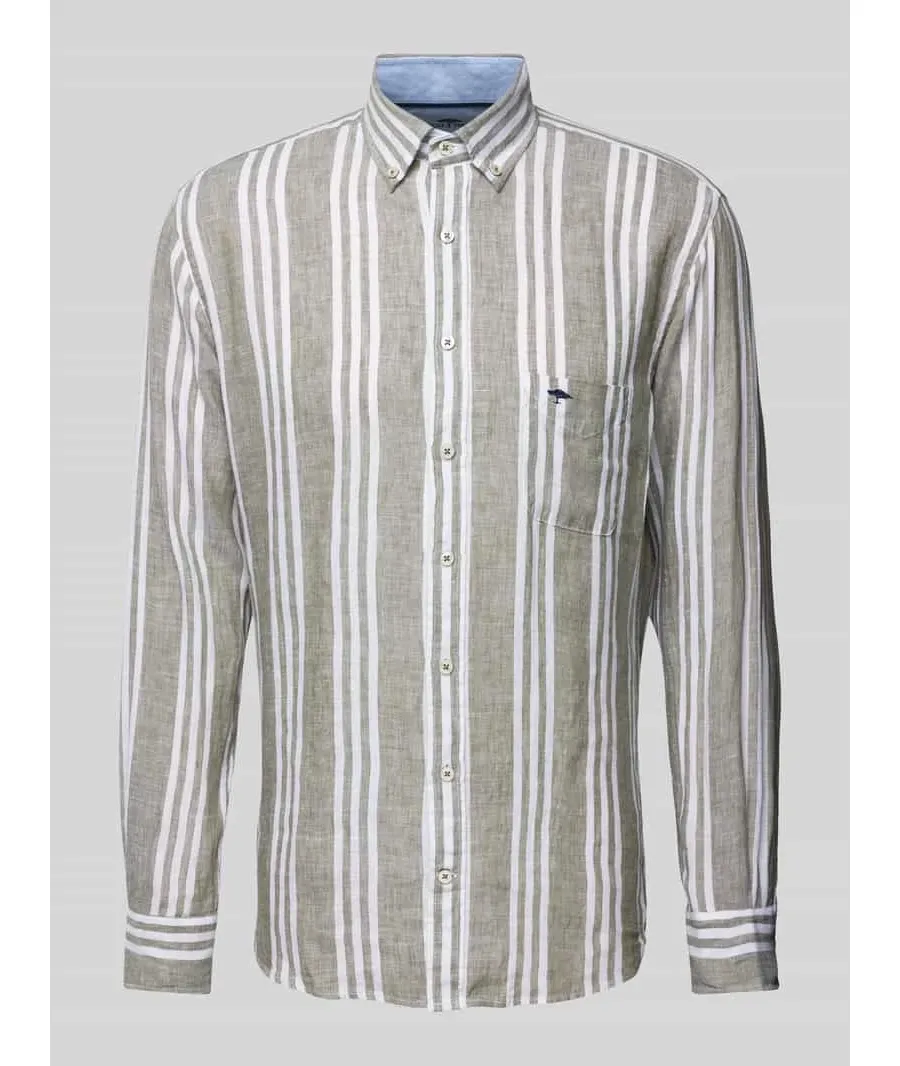 obrazek 1 Koszula lniana o kroju Slim Fit z wzorem w paski