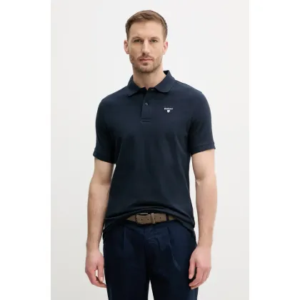 Zdjęcie Barbour polo bawełniane kolor granatowy gładki