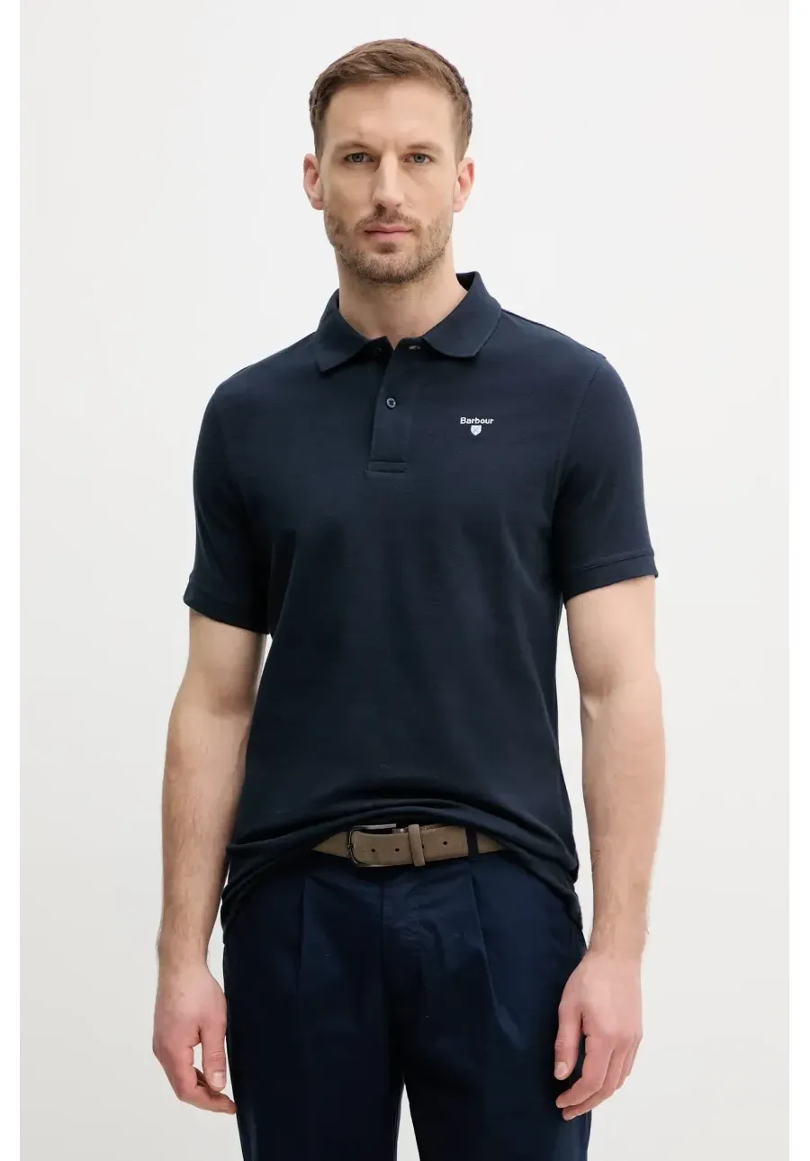 obrazek 1 Barbour polo bawełniane kolor granatowy gładki