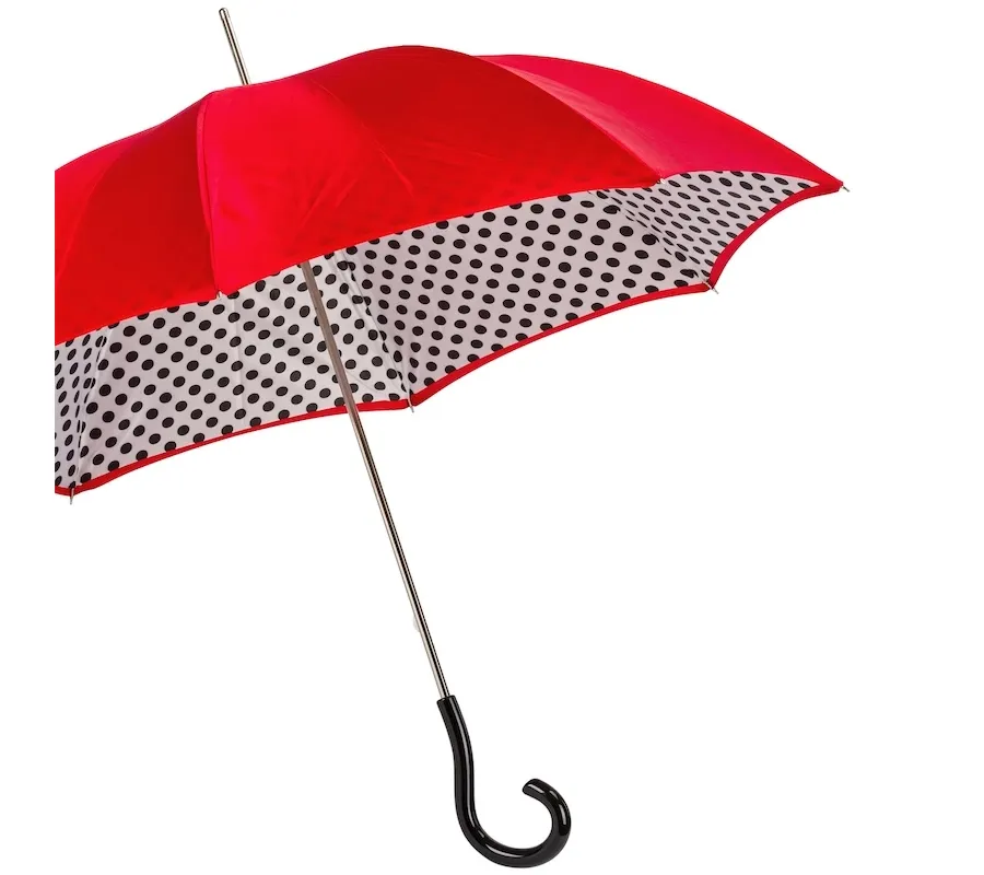 obrazek 8 Piękny nowoczesny czerwony parasol damski w czarne kropki – Pasotti
