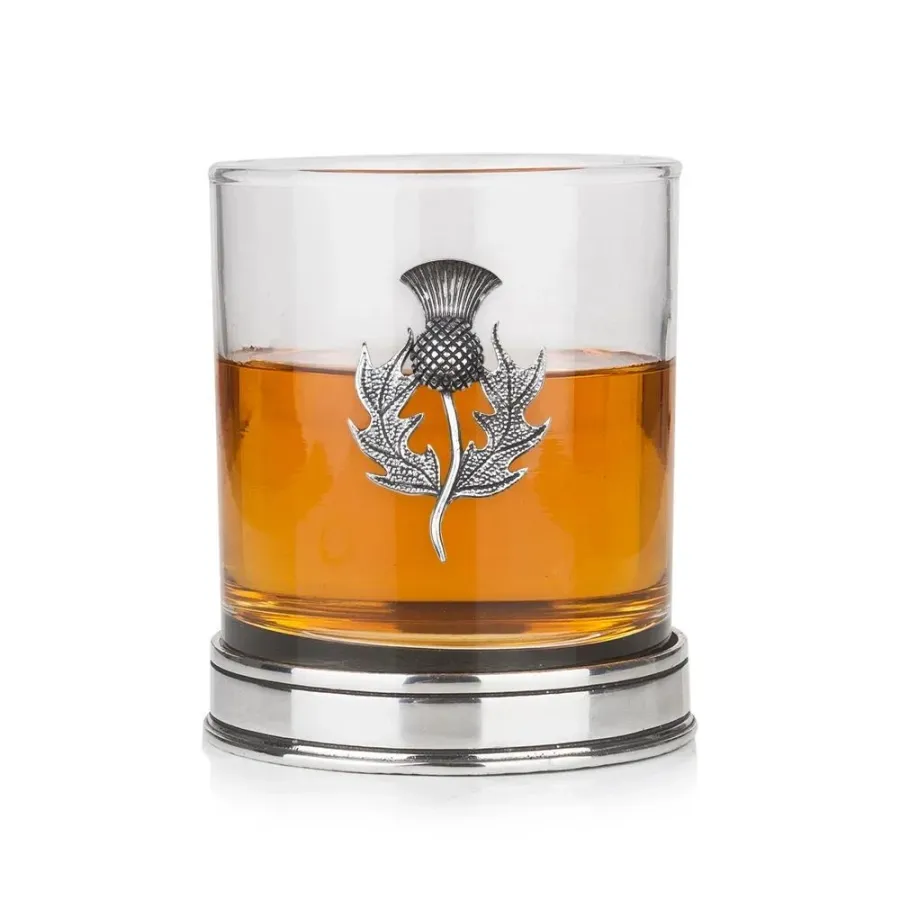 obrazek 1 Stylowa szklanka do whisky ze szkockim ostem w kolorze miedzianym – prezent dla konesera