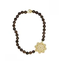 Picture Elegant necklace Made of gold-plated 18-carat gold, finished with white zircons and smoky quartz stones