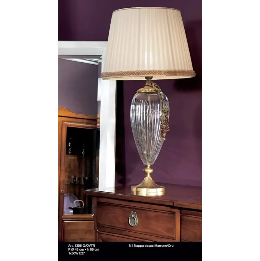 obrazek 1 Lampa stołowa z przezroczystego kryształu w komplecie z kloszem – Il Paralume Marina
