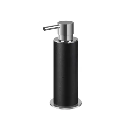 Picture Exclusive chrome dispenser Ø7xH19 cm with black leather finish