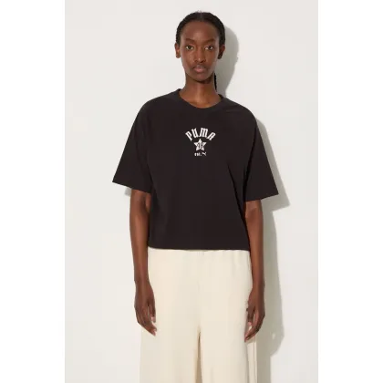 Zdjęcie Puma t-shirt bawełniany Classics Play Paris Relaxed Tee damski kolor czarny 626808