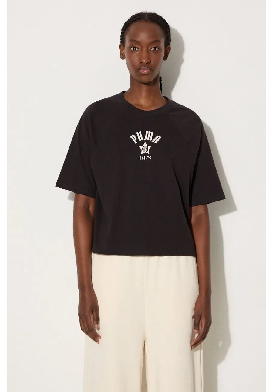 obrazek 1 Puma t-shirt bawełniany Classics Play Paris Relaxed Tee damski kolor czarny 626808