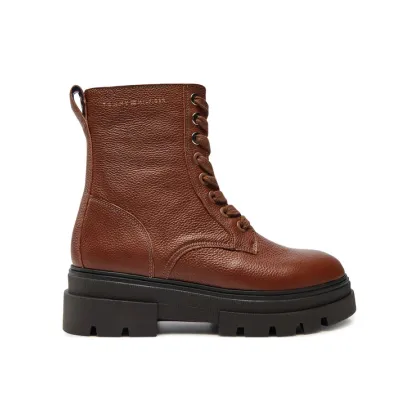 Zdjęcie Tommy Hilfiger Botki Bicolor Leather Lace-Up FW0FW08160 Brązowy