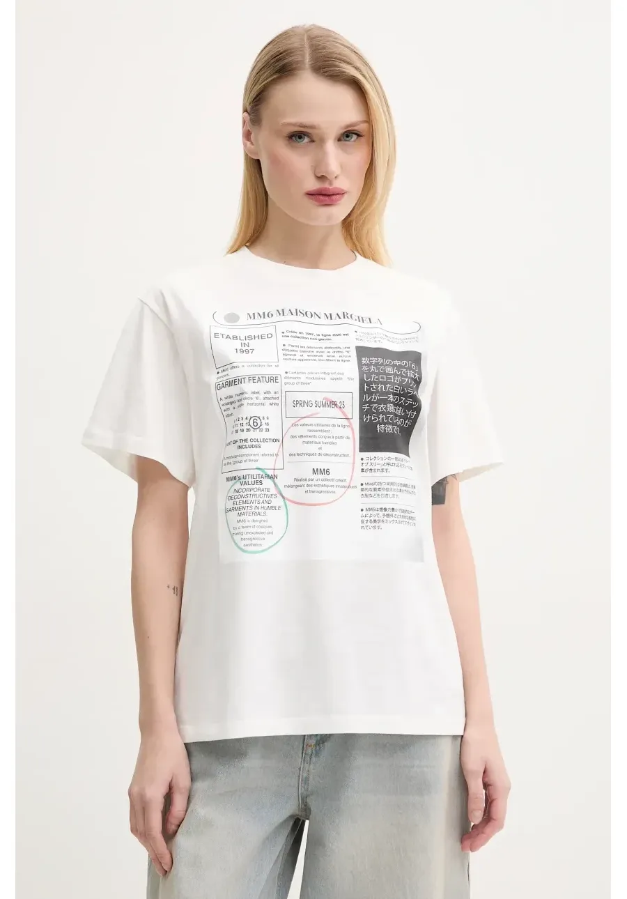 obrazek 1 MM6 Maison Margiela t-shirt bawełniany damski kolor biały S52GC0337.S24312