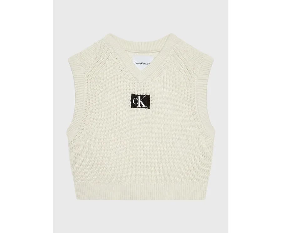obrazek 1 Calvin Klein Jeans Sweter Monogram IG0IG01531 Écru Regular Fit