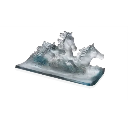 Zdjęcie Szaro-niebieski pojemnik na ołówki z motywem koni – marka Daum